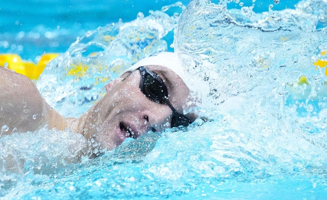 Nov 4, 2022; Indianapolis, IN, USA; United States Bobby Finke competes in the 1,500 meter freestyle swim during the FINA Swimming World Cup finals on Friday, Nov 4, 2022; Indianapolis, IN, USA; at Indiana University Natatorium. Mandatory Credit: Grace Hollars-USA TODAY Sports