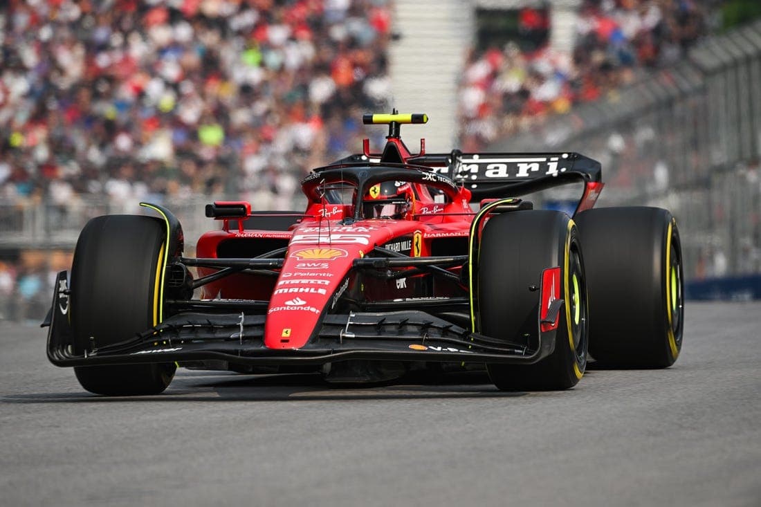 Jun 16, 2023; Montreal, Quebec, CAN; Ferrari driver Carlos Sainz of Spain during the second practice session at the Canadian Grand Prix at Circuit Gilles Villeneuve. Mandatory Credit: David Kirouac-USA TODAY Sports