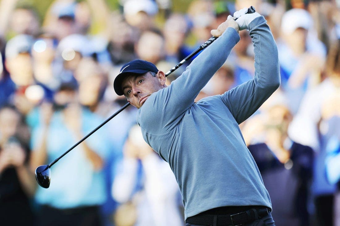 Rory McIlroy plays his shot from the tenth tee during the first round of The Players Championship PGA golf tournament Thursday, March 14, 2024 at TPC Sawgrass in Ponte Vedra Beach, Fla.