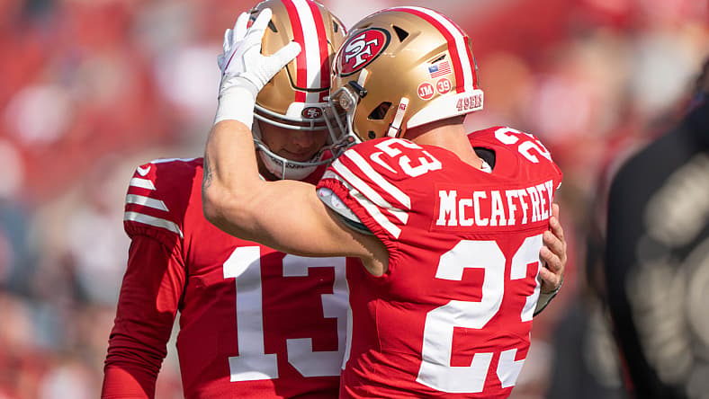san francisco 49ers' brock purdy, christian mccaffrey