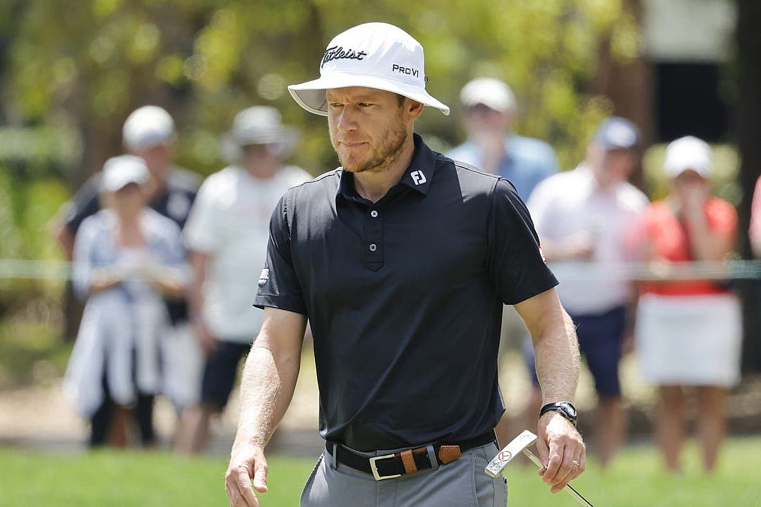 Mar 24, 2024; Palm Harbor, Florida, USA; Peter Malnati walks onto the second green during the third round of the Valspar Championship golf tournament. Mandatory Credit: Reinhold Matay-USA TODAY Sports