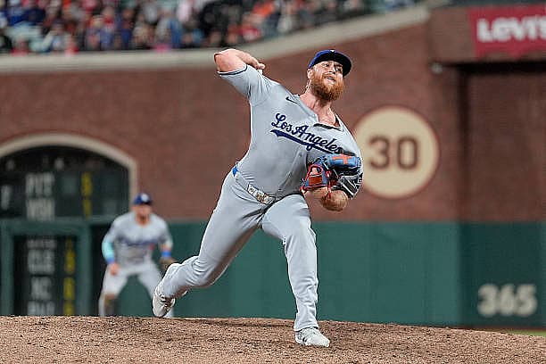 SAN FRANCISCO, CALIFORNIA – SEPTEMBER 13: Michael Kopech #45 of the Los Angeles Dodgers pitches against the San Francisco Gi…