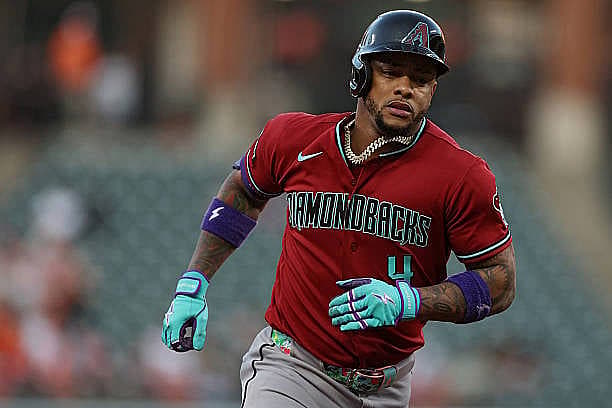 BALTIMORE, MARYLAND – APRIL 13: Ketel Marte #4 of the Arizona Diamondbacks rounds the bases after hitting a home run against…