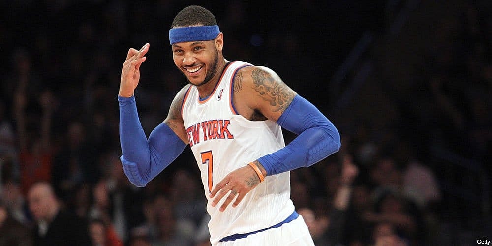 Carmelo chose to say with the Knicks. Now we see if he can he get them a championship. Courtesy Getty Images