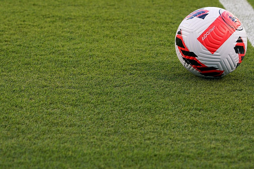 Oct 21, 2021; Kansas City, Kansas, USA; A general view of a soccer ball on field before an international friendly soccer match between the USA and Korea Republic at Children's Mercy Park. Mandatory Credit: Denny Medley-USA TODAY Sports