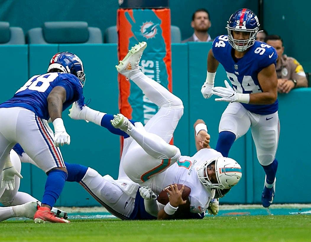 miami dolphins' tua tagovailoa sacked