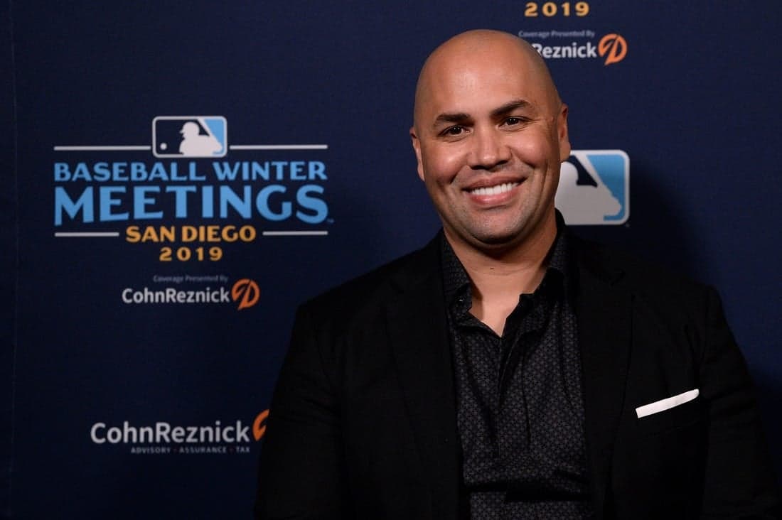Dec 10, 2019; San Diego, CA, USA; New York Mets manager Carlos Beltran speaks to the media during the MLB Winter Meetings at Manchester Grand Hyatt. Mandatory Credit: Orlando Ramirez-USA TODAY Sport