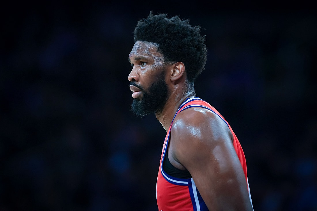 Oct 26, 2021; New York, New York, USA; Philadelphia 76ers center Joel Embiid (21) in action against the New York Knicks during the second half at Madison Square Garden. Mandatory Credit: Vincent Carchietta-USA TODAY Sports