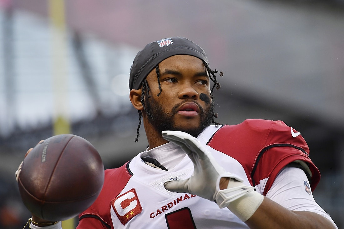 Dec 5, 2021; Chicago, Illinois, USA; Arizona Cardinals quarterback Kyler Murray (1) warms up before the game against the Chicago Bears at Soldier Field. Mandatory Credit: Quinn Harris-USA TODAY Sports