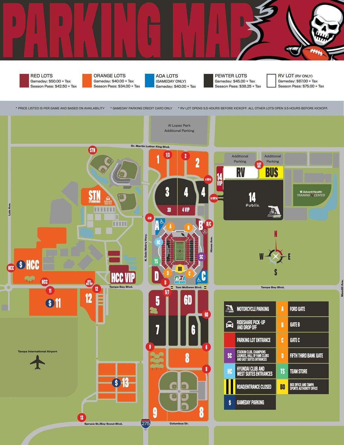raymond james stadium parking lots