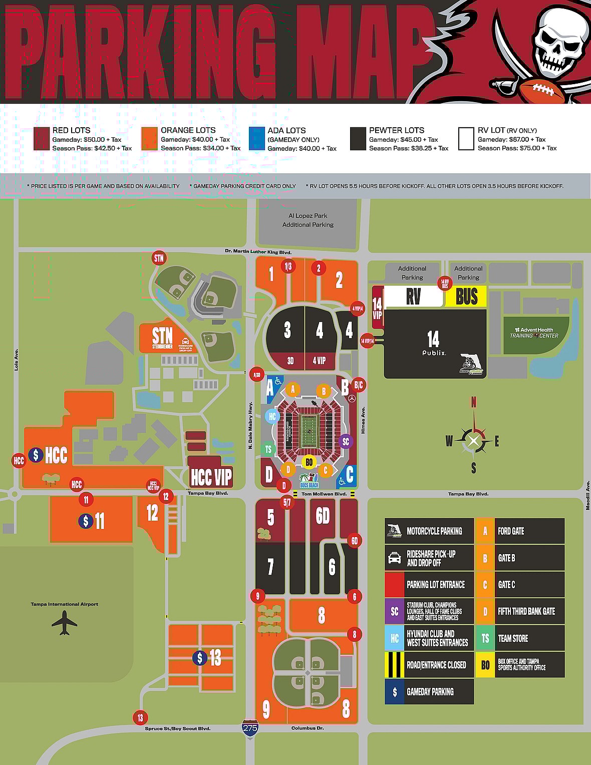 raymond james stadium parking lots