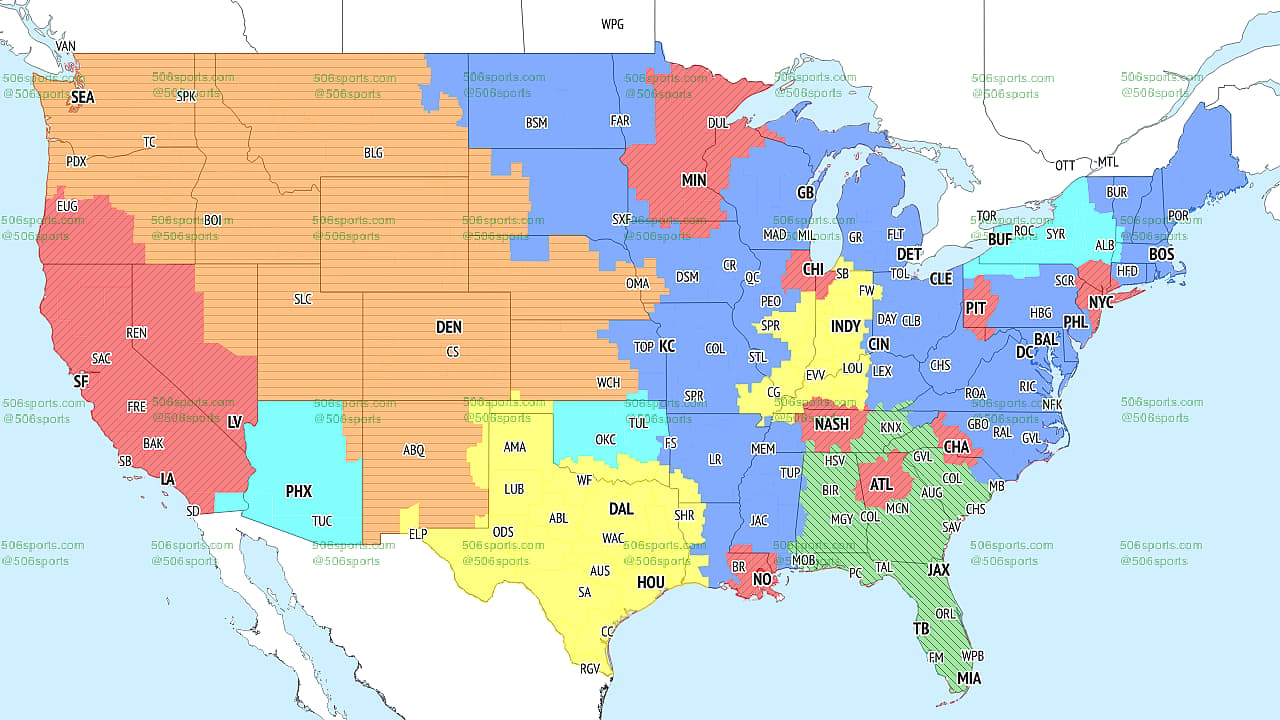 NFL Week 1 TV coverage map provided by via 506sports