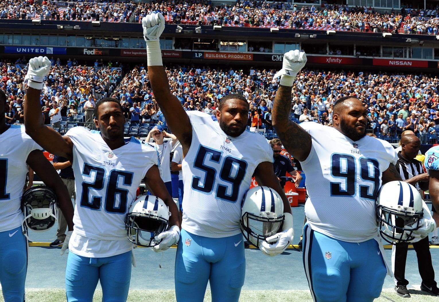 Titans cornerback Logan Ryan. linebacker Wesley Woodyard (59) and defensive tackle Jurrell Casey (99)
