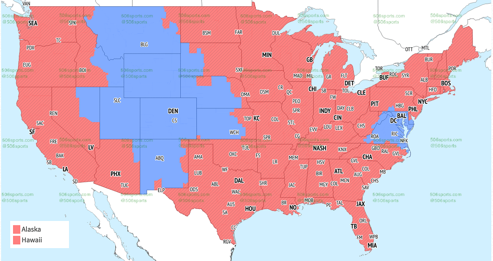 NFL coverage map Week 2