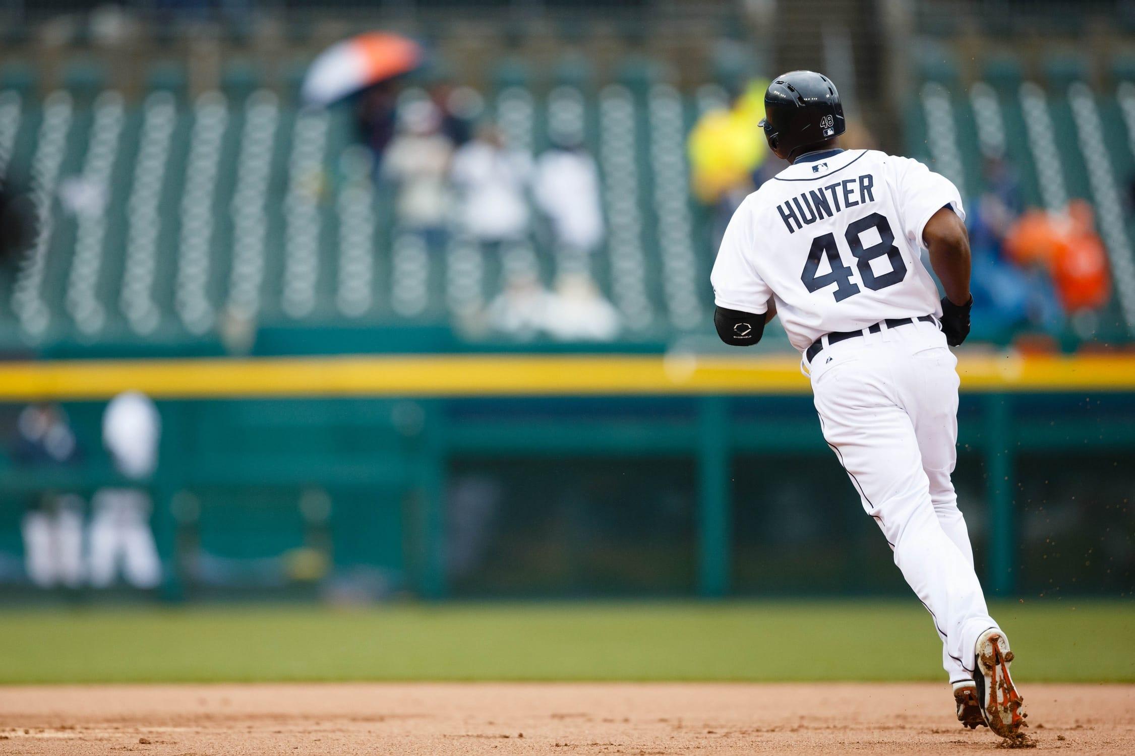 Twins fans will always love Hunter. Except when the pitcher throws it down and away. Photo: Rick Osentoski-USA TODAY Sports