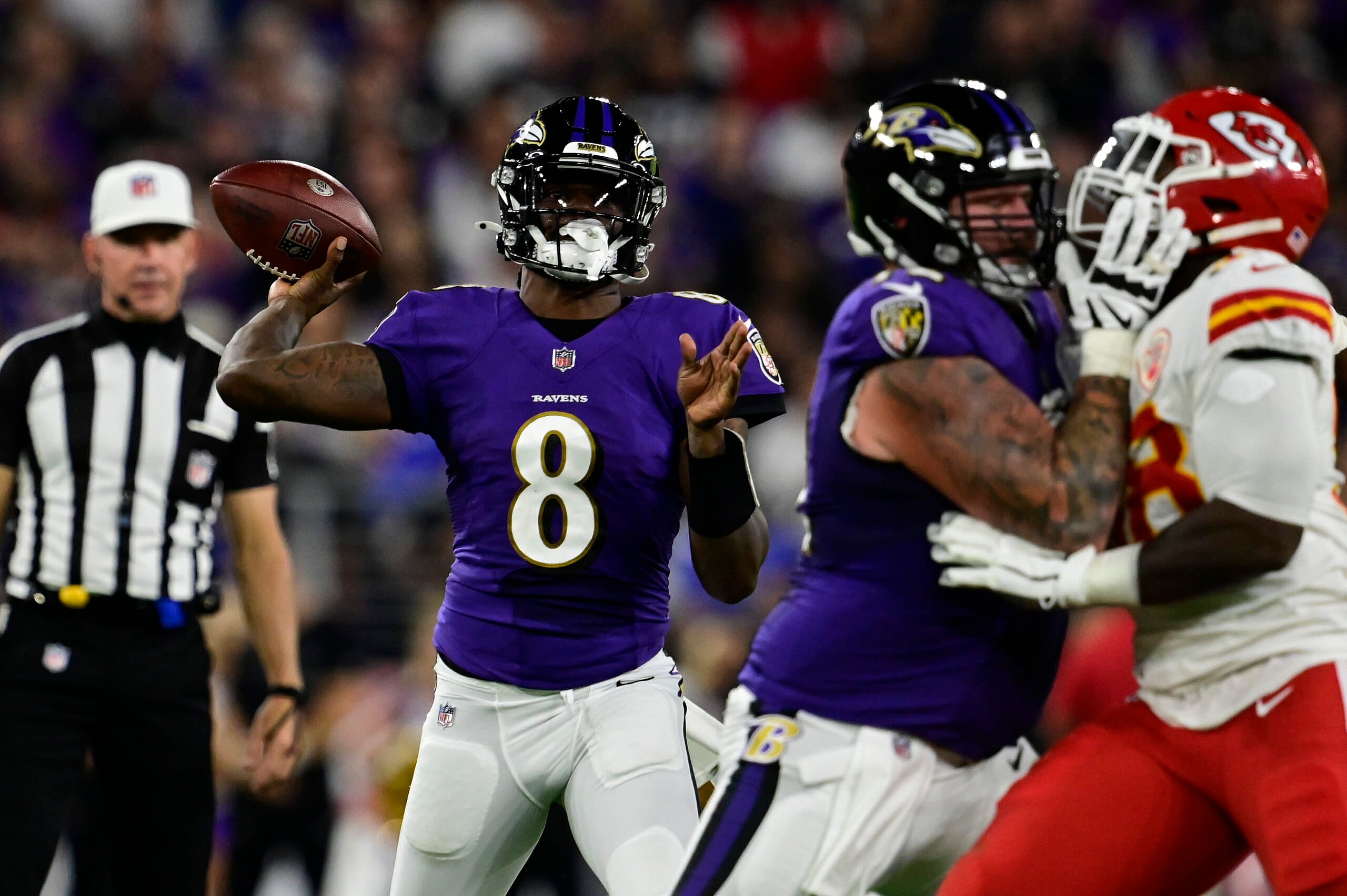 baltimore ravens' lamar jackson against kansas city chiefs