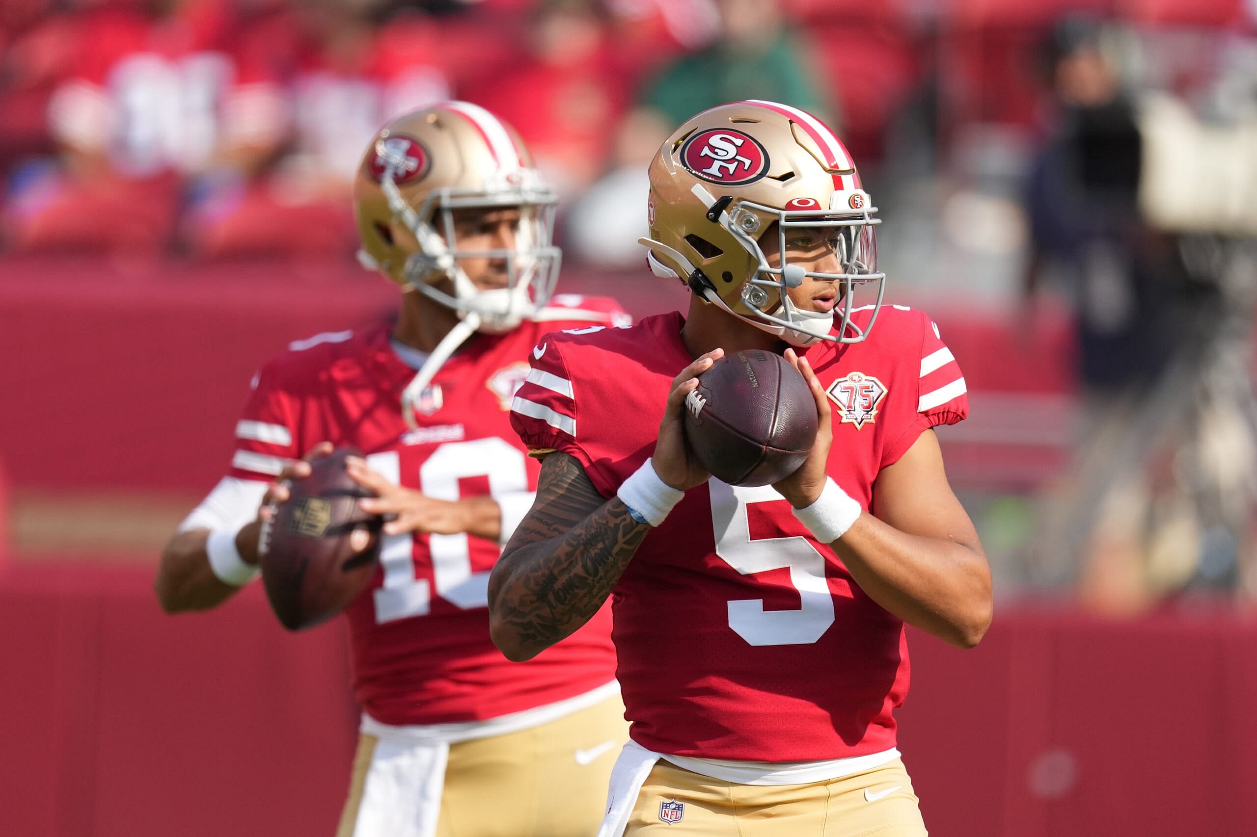 chargers vs 49ers: trey lance, jimmy garoppolo qb competition
