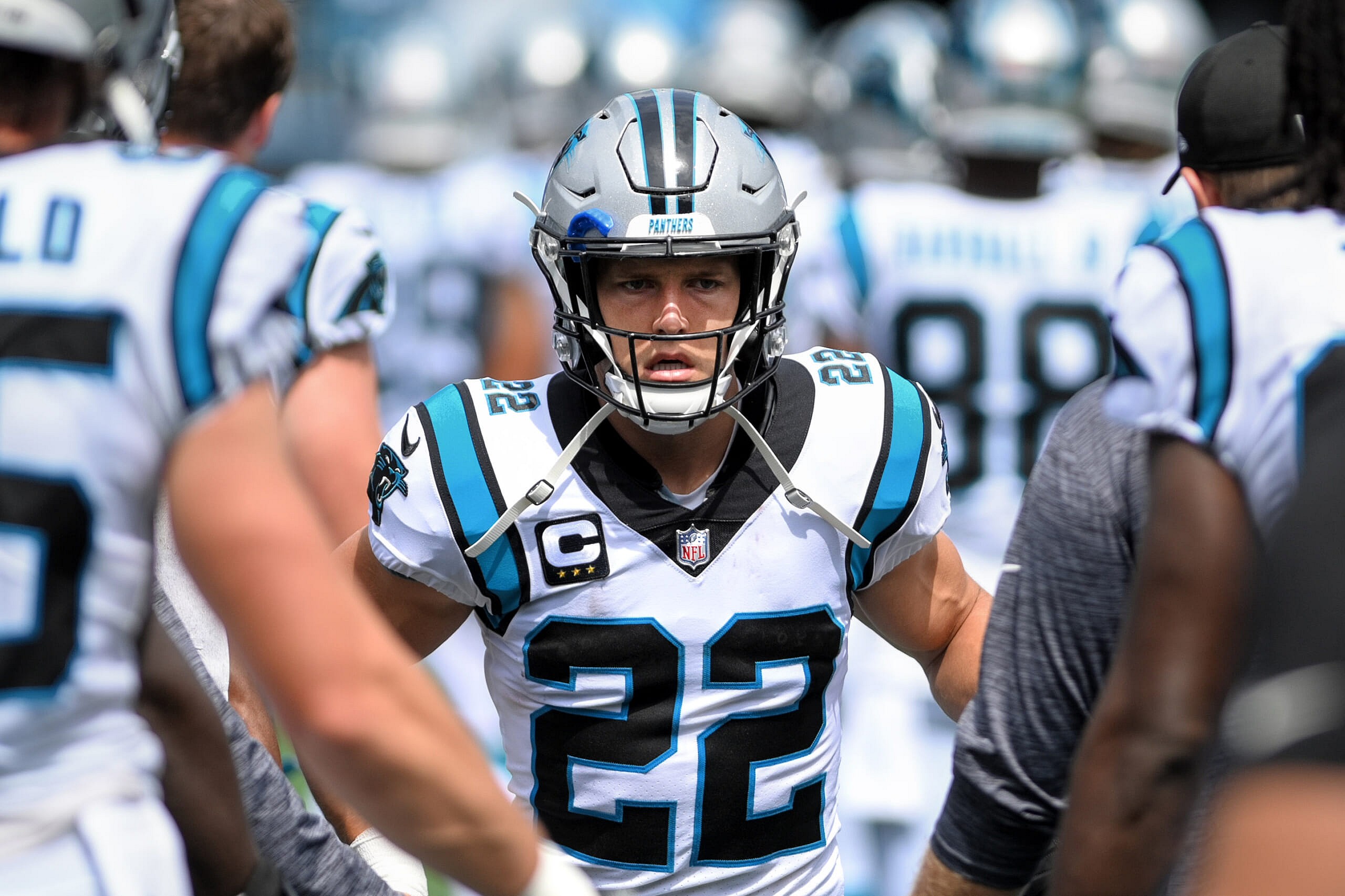 carolina panthers running back christian mccaffrey against houston texans