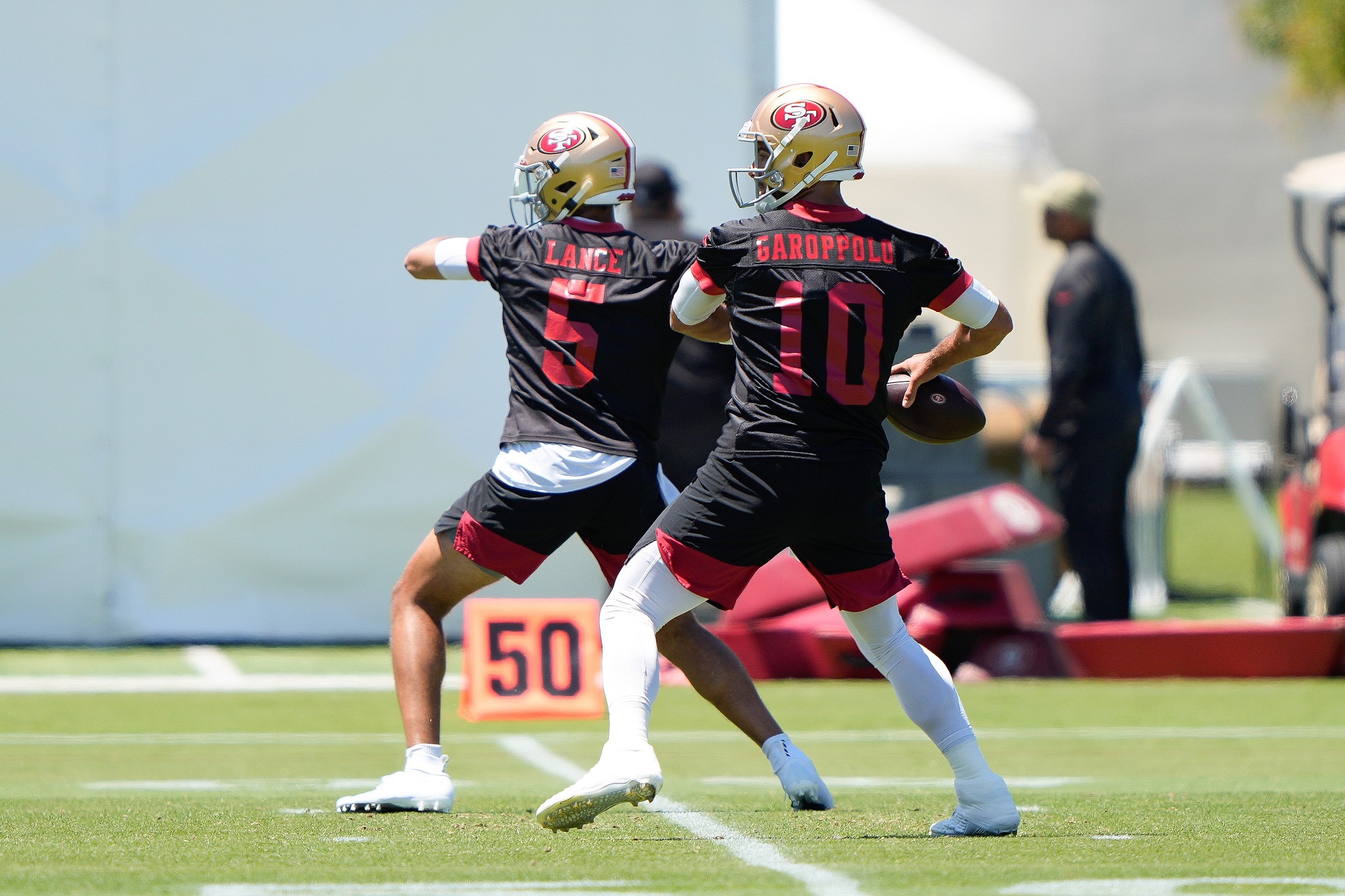san francisco 49ers training camp: jimmy garoppolo, trey lance
