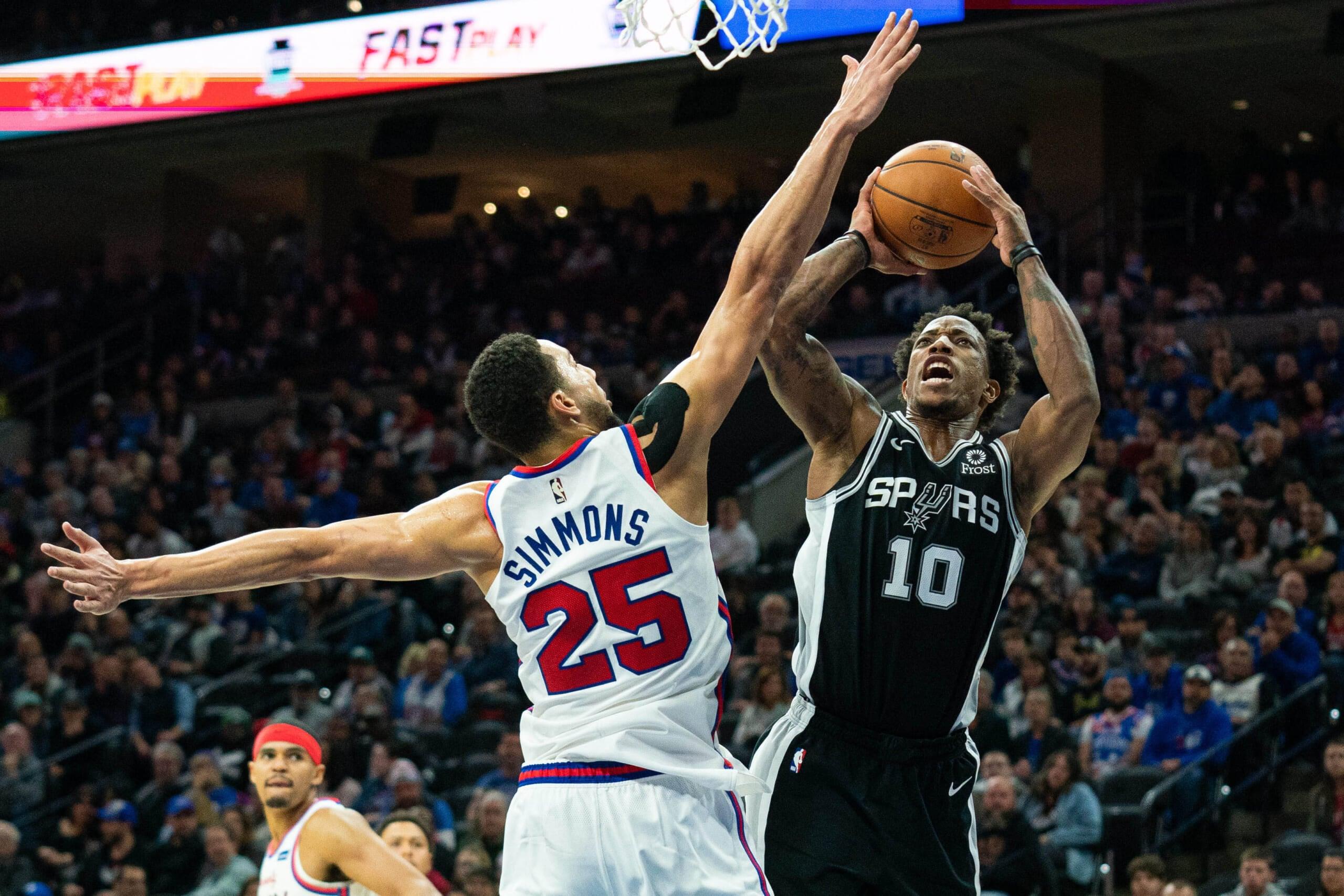 ben simmons trade to the spurs for demar derozan