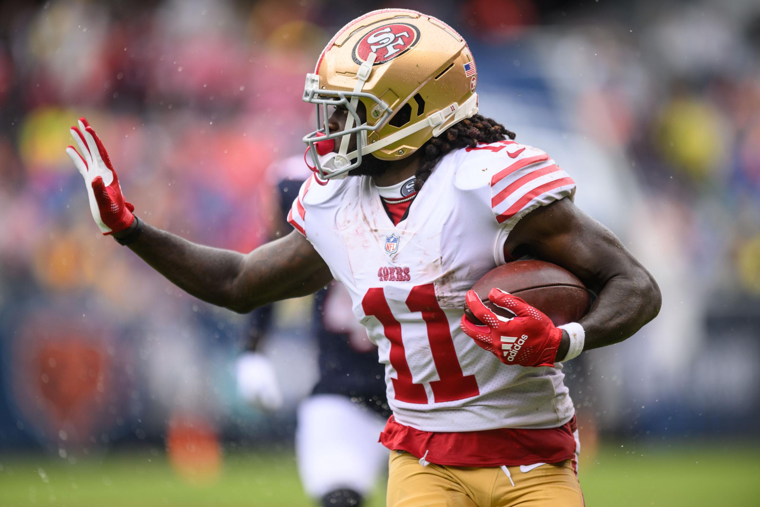 San Francisco 49ers' Brandon Aiyuk against the Chicago Bears