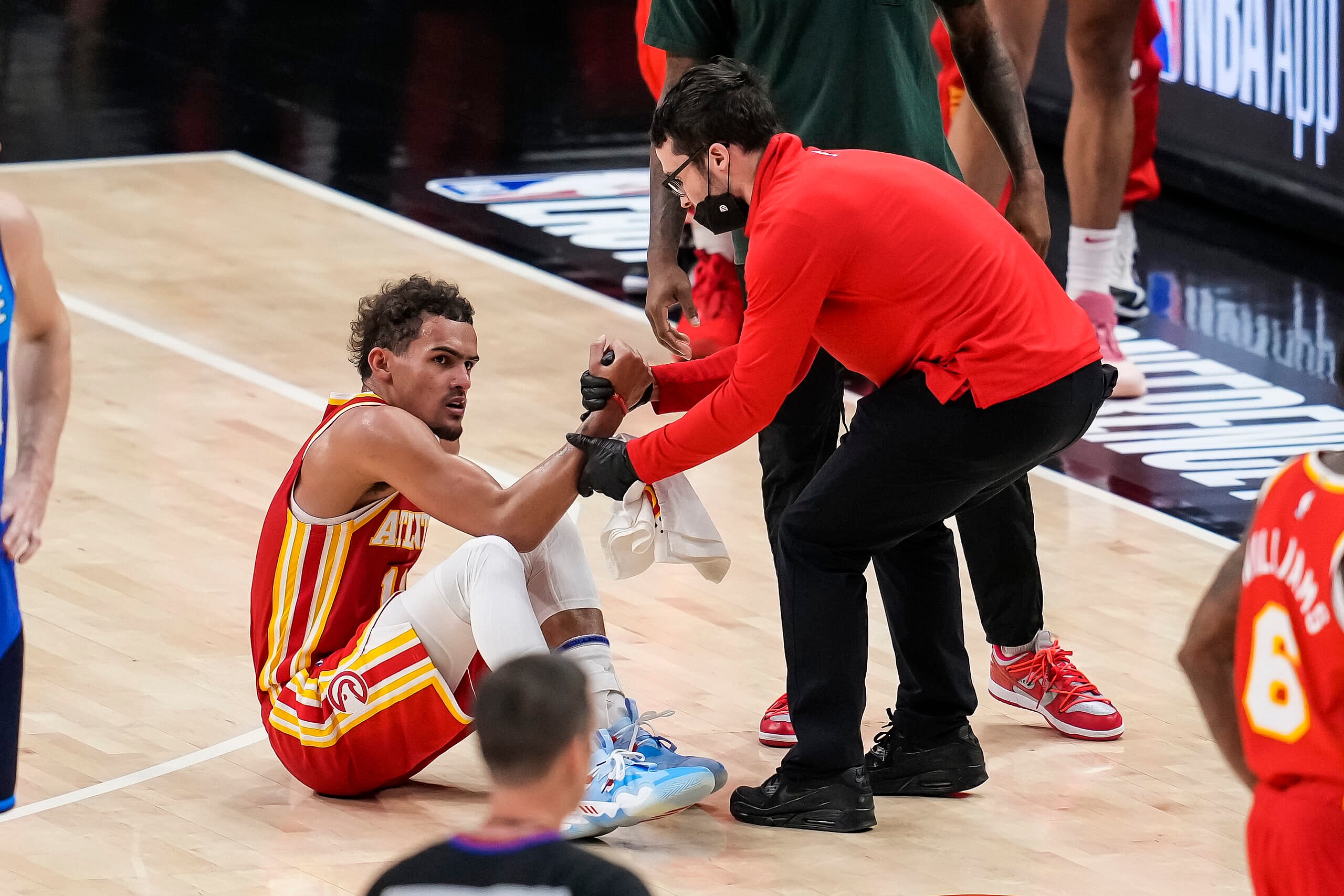 trae young injury, nba playoffs