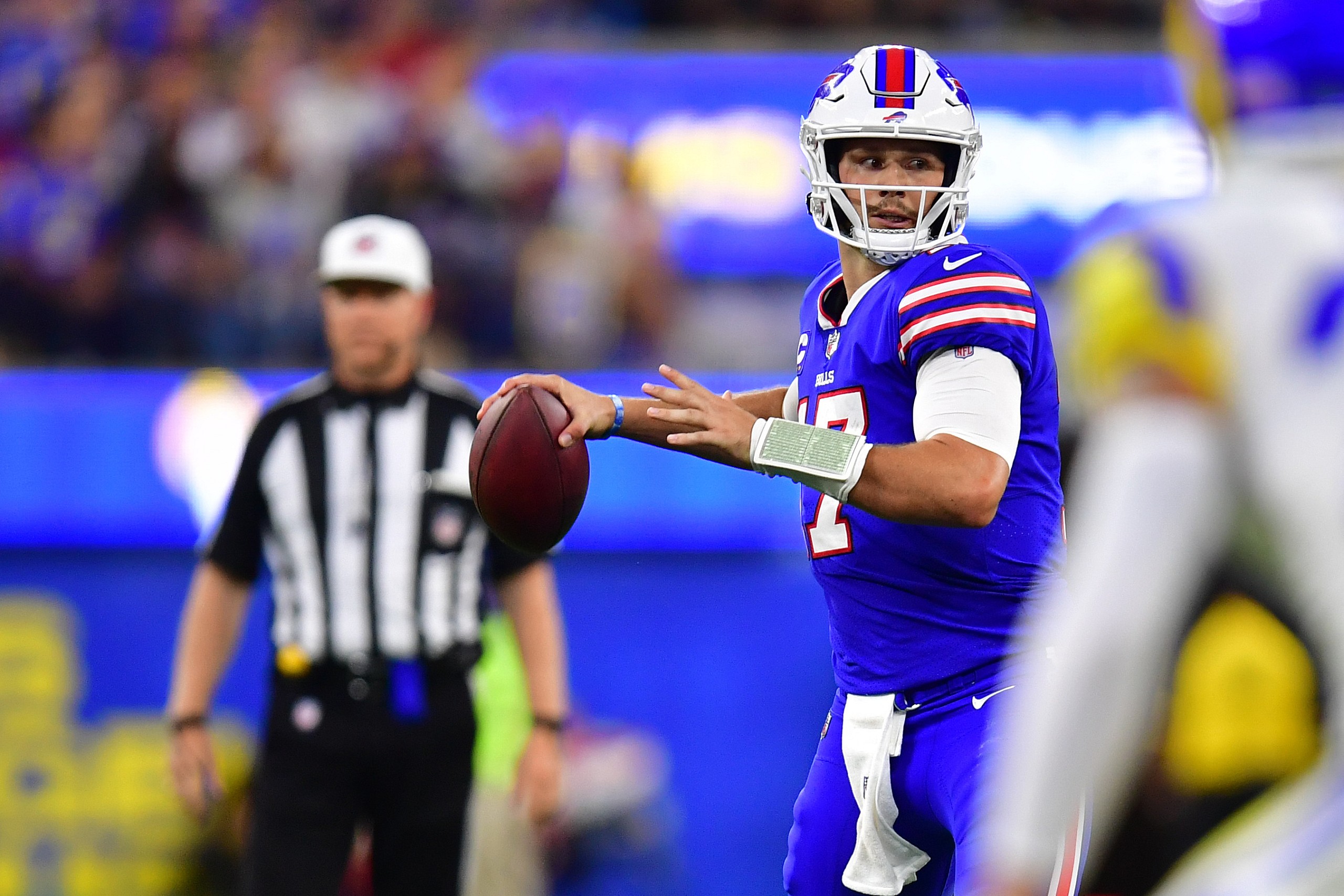 nfl: buffalo bills at los angeles rams: josh allen