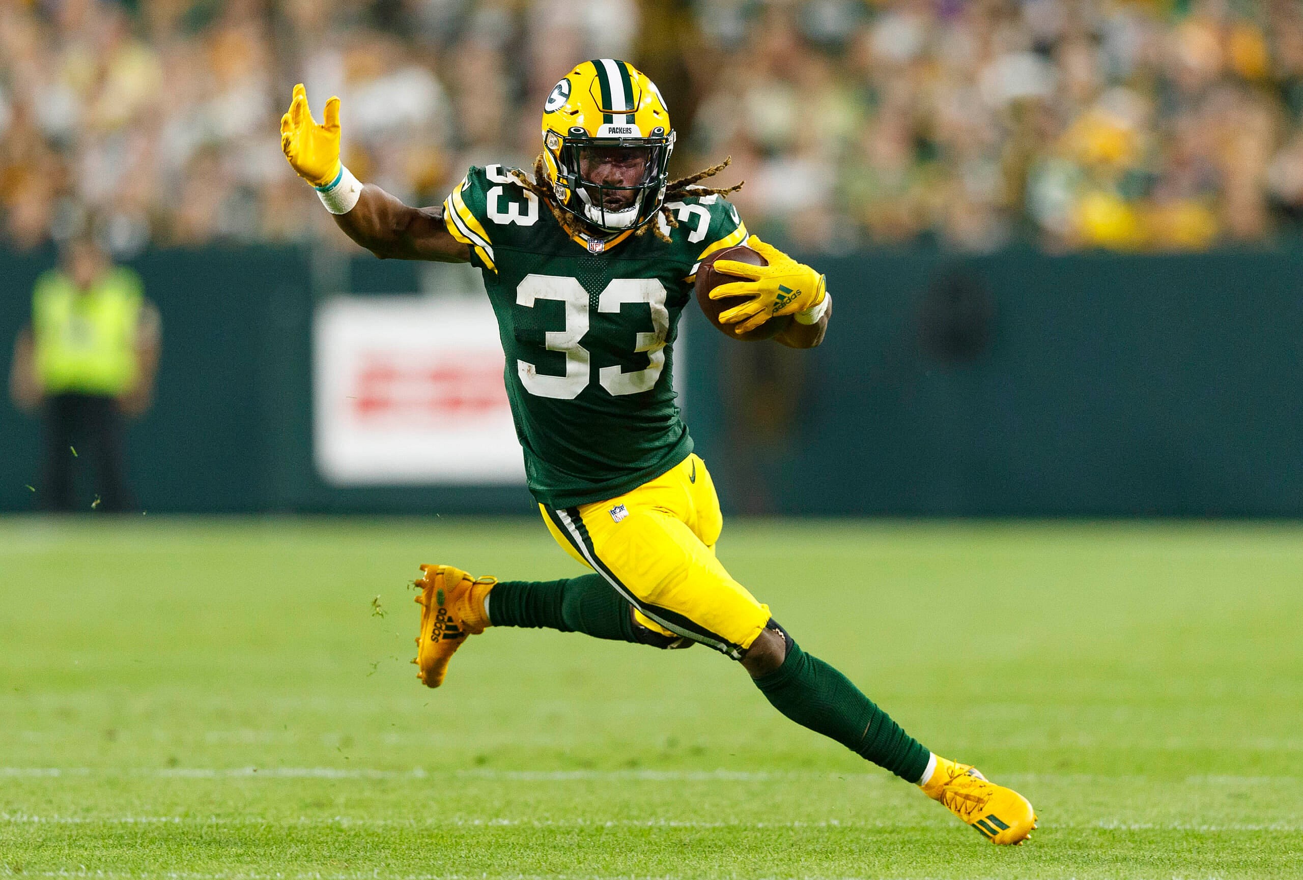 green bay packers aaron jones against detroit lions