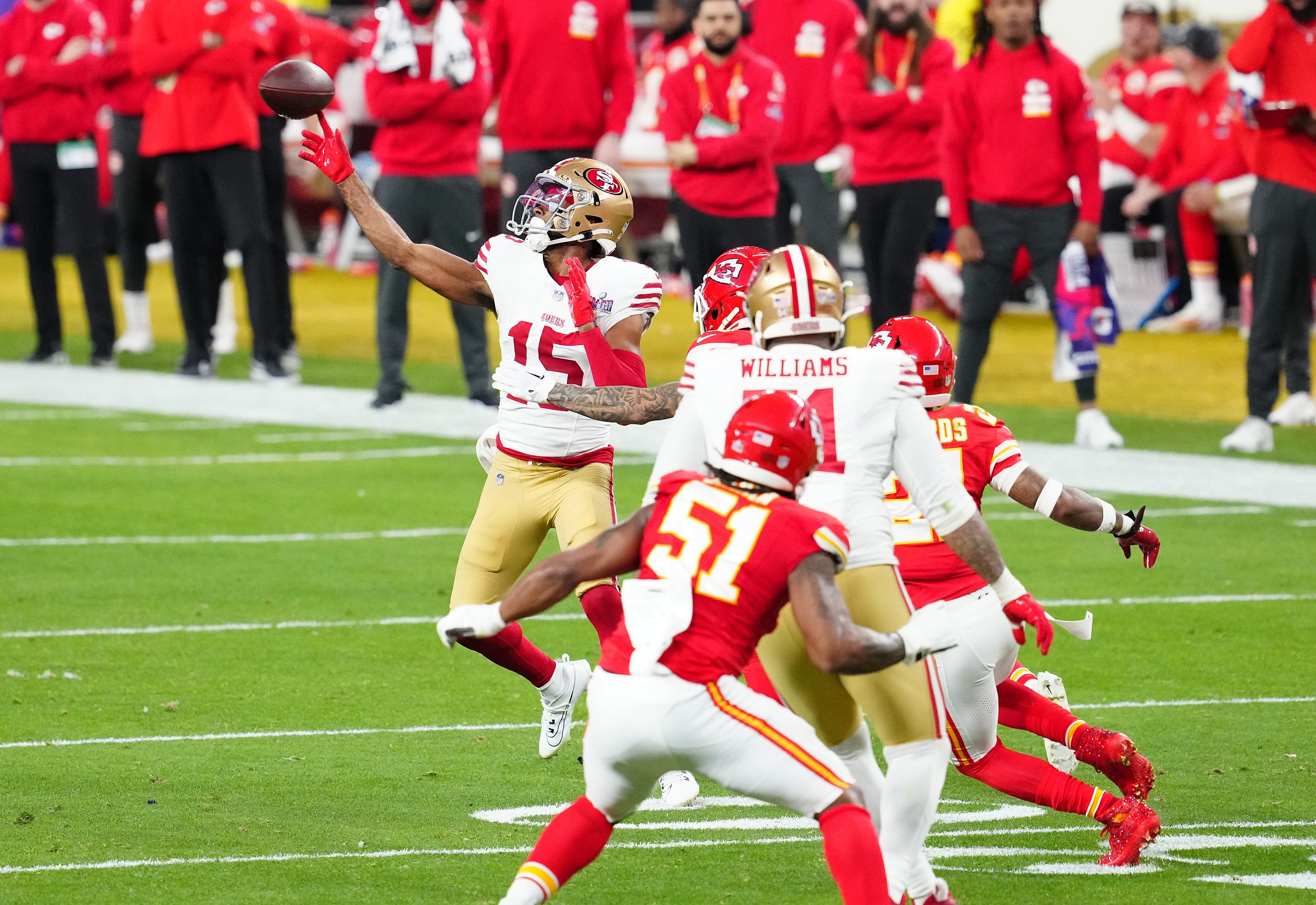 jauan jennings, san francisco 49ers td pass, super bowl lviii