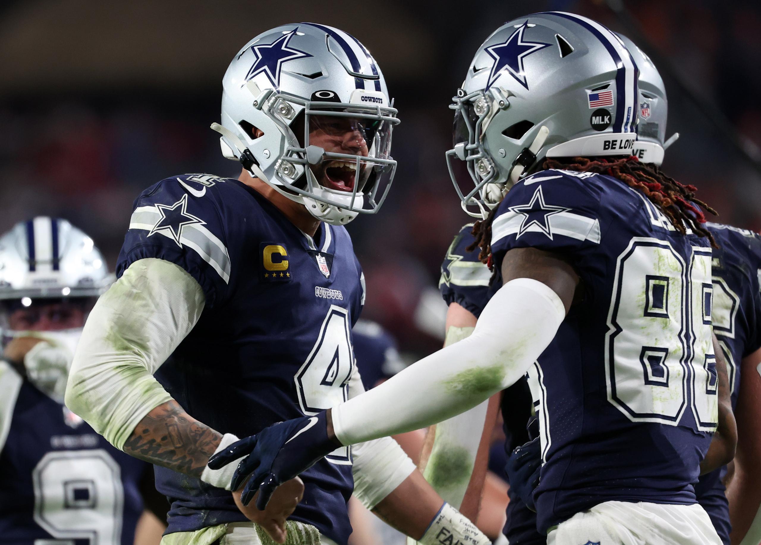 Dallas Cowboys' CeeDee Lamb and Dak Prescott