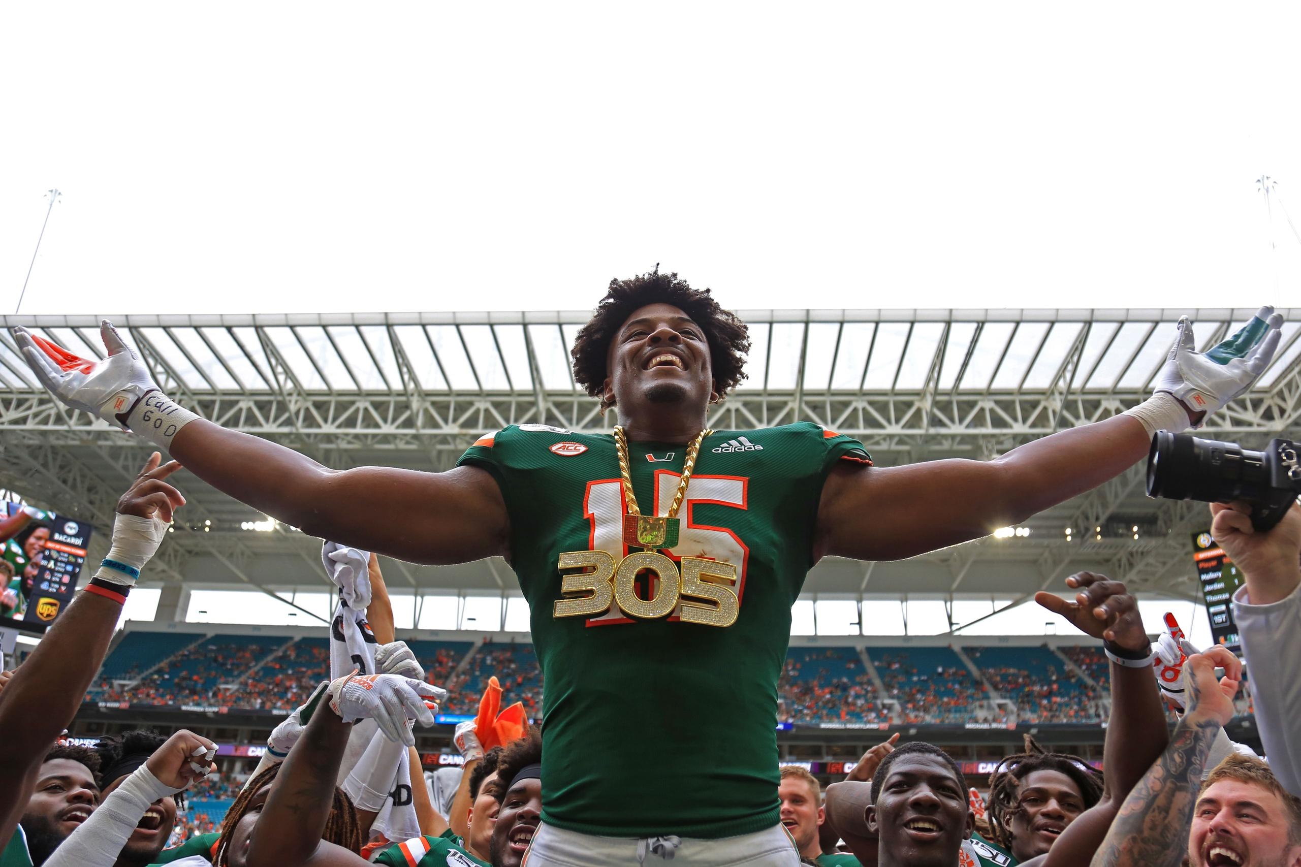 Hurricanes star Gregory Rousseau could remain at home with the Miami Dolphins in the 2021 NFL Draft