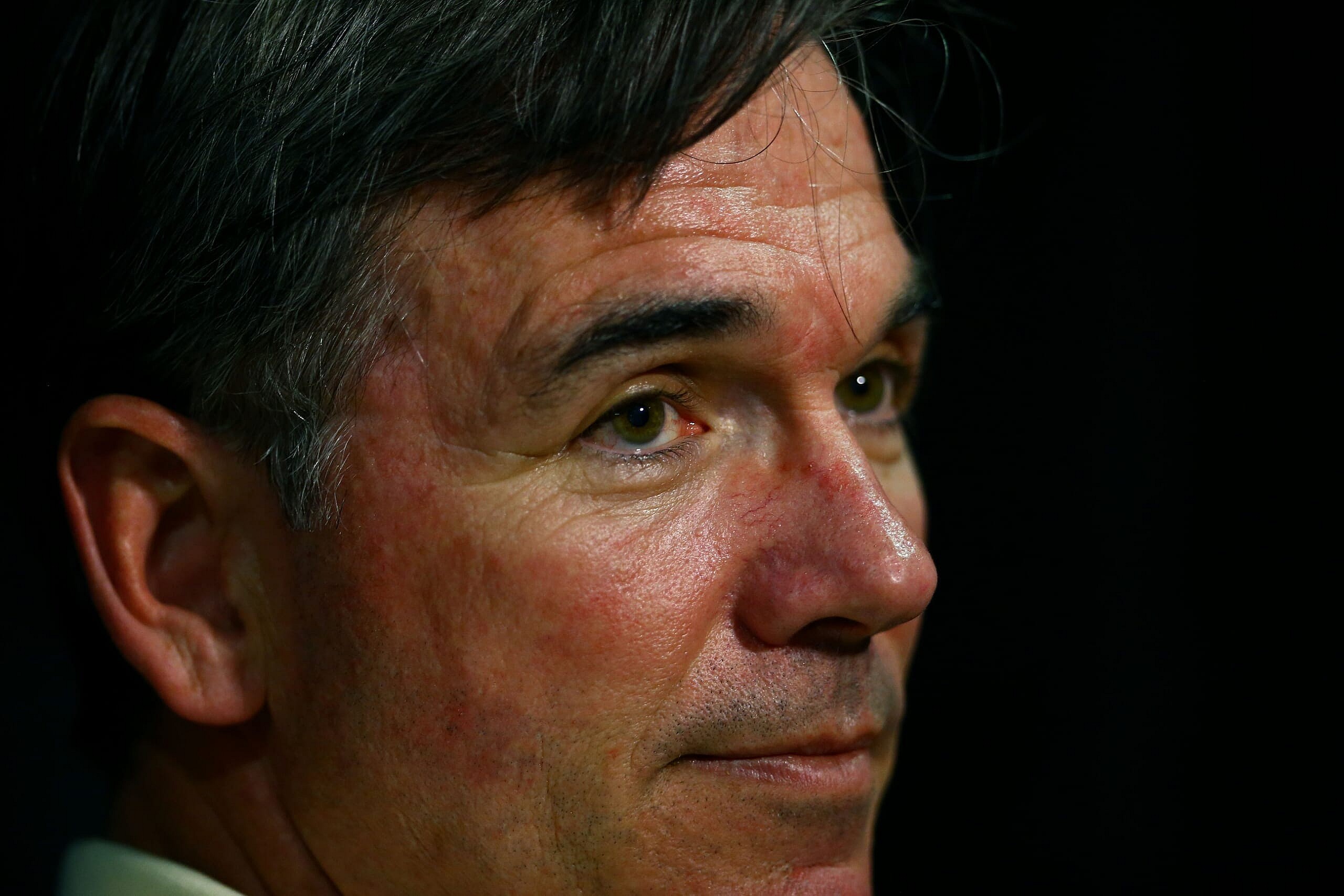 Feb 18, 2014; Phoenix, AZ, USA; Oakland Athletics general manager Billy Beane speaks to the media during MLB media day at Chase Field. Mandatory Credit: Mark J. Rebilas-USA TODAY Sports