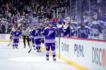 Minnesota Frost forward Kelly Pannek leads the handshake line during a 5-0 win over the Ottawa Charge.
