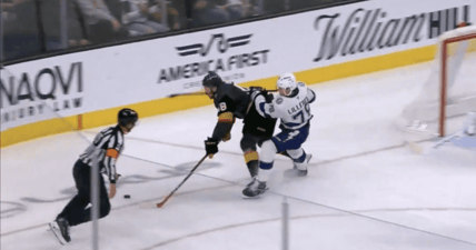 Emil Lilleberg Hit on Tomáš Hertl (Photo/Screenshot- SinBin.vegas via Twitter)