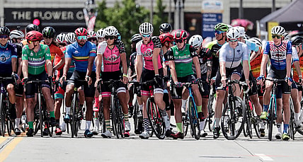 Men wait the start of the Category 2/3 race during the Tour of America's Dairyland, Monday, June 21, 2021, in Manitowoc, Wis.

Man 062121 Tour Of Americas Dairyland Gck 008