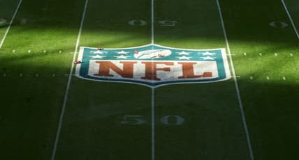 NFL logo during Rams-Bengals game in London.