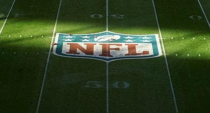 NFL logo during Rams-Bengals game in London.