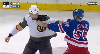Nicolas Hague and Will Cuylle fight (Photo/Screenshot- Sportsnet via Twitter)