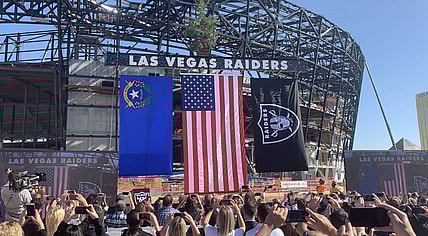 Raiders Allegiant Stadium topping out