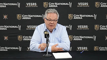 Vegas Golden Knights general manager Kelly McCrimmon meets with the media for his end of the year press conference 5/17/2025 (Photo/Screenshot- Vegas Golden Knights via Twitter)