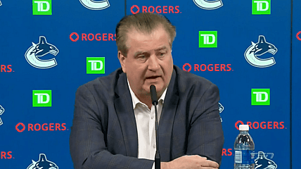 Jim Benning addresses media Vancouver Canucks (Photo: Rob Simpson Vancouver Hockey Now)