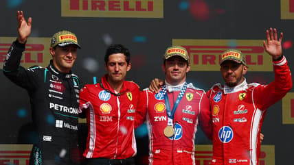 Charles Leclerc celebrates his Ferrari victory at the 2026 Formula 1 British Grand Prix at Silverstone