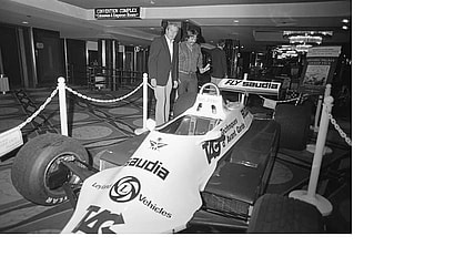 Caesars Palace promotional photo for the 1980 Las Vegas Grand Prix with the FW 07B championship car.