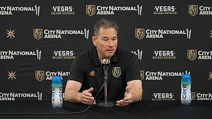 Vegas Golden Knights head coach Bruce Cassidy meets with the media for his end of the year press conference 5/17/2025 (Photo/Screenshot- Vegas Golden Knights via Twitter)