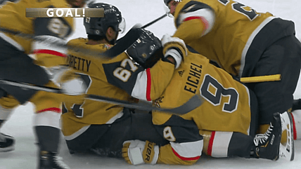 Vegas Golden Knights goal celebration Jack Eichel Ottawa Senators buzzer beater (Photo- At&t Sportsnet screenshot)