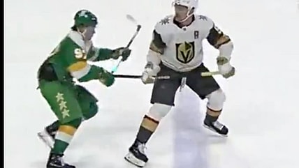 Jack Eichel Vegas Golden Knights spears Kirill Kaprizov Minnesota Wild,