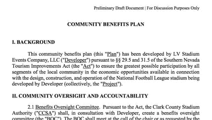 Oakland Raiders Las Vegas Raiders Community Benefits Plan Las Vegas Stadium Authority Las Vegas Raiders Report