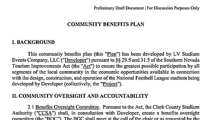 Oakland Raiders Las Vegas Raiders Community Benefits Plan Las Vegas Stadium Authority Las Vegas Raiders Report