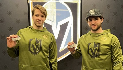 Paul Cotter and Jonas Rondbjerg first NHL Goals (Photo- Vegas Golden Knights)