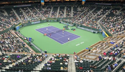 Oct 16, 2021; Indian Wells, CA, USA;  General view of stadium court at the BNP Paribas Open at the Indian Wells Tennis Garden. Mandatory Credit: Jayne Kamin-Oncea-USA TODAY Sports
